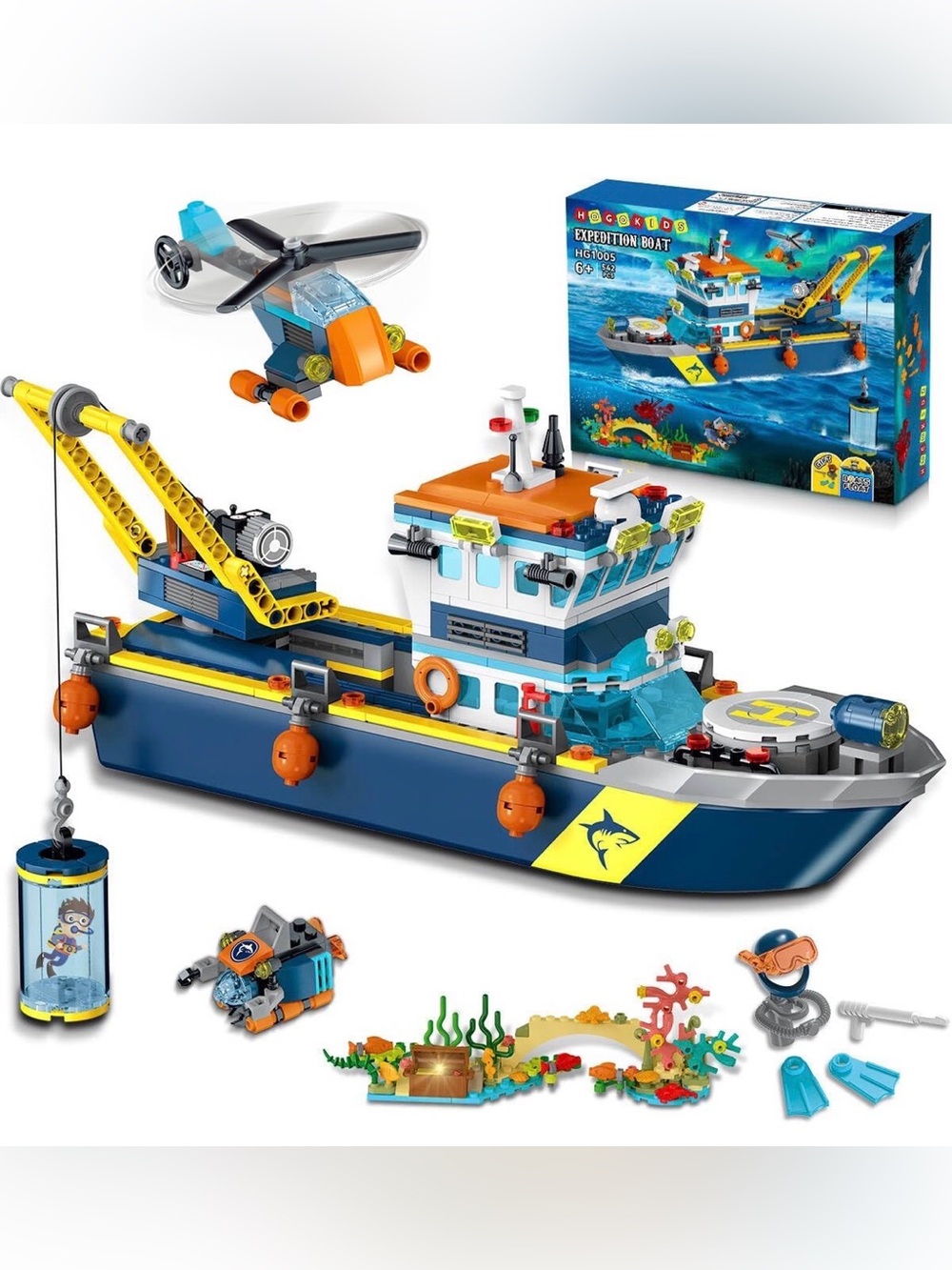 NWT Expedition Rescue Boat Building Set - Blue & Orange Kids Construction Toy 6+